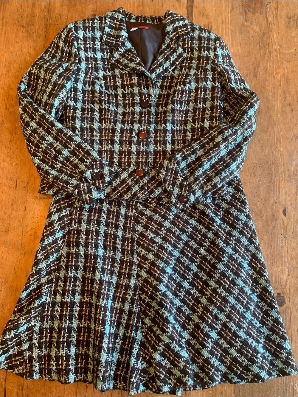 Women's Black and Teal Tweed Blazer Jacket - Blazer and Skirt - Picture 16 of 16